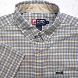 Chaps Ralph‎ Lauren Vintage Mens Short Sleeve Button Down Shirt - Large Plaid